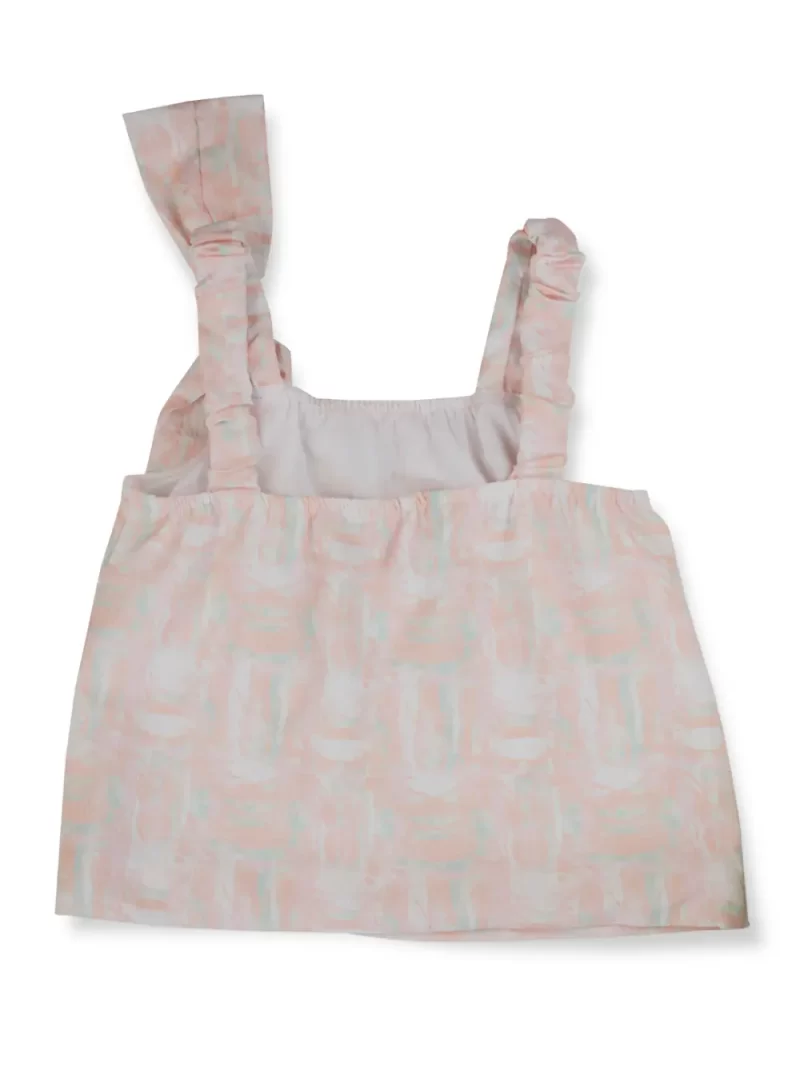 Gini And Jony Girls Peach Abstract Crepe Woven Top Half Sleeves 9-10 Years