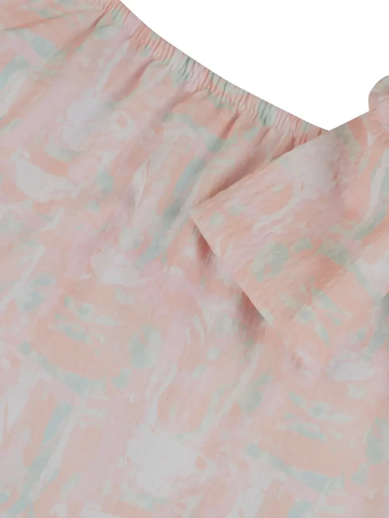 Gini And Jony Girls Peach Abstract Crepe Woven Top Half Sleeves 9-10 Years