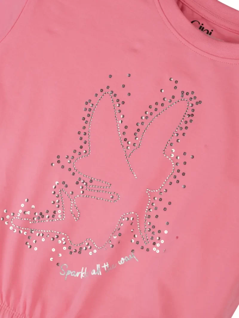 Gini And Jony Girls Cotton Round Neck Half Sleeves Knits Top