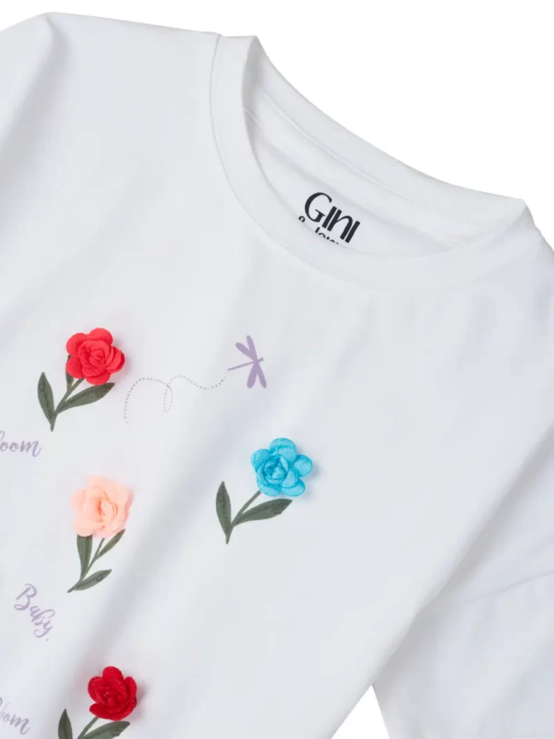 Gini And Jony Girls Cotton Round Neck Half Sleeves Knits Top