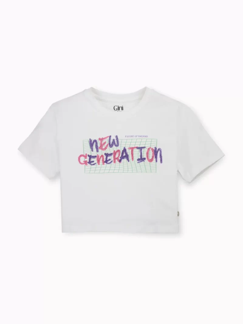 Gini And Jony Girls White Embellished Cotton Knits Top Half Sleeves 9-12 Months
