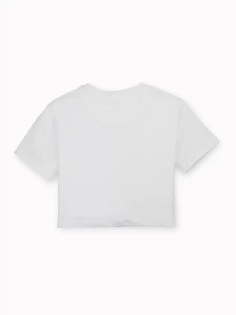 Gini And Jony Girls White Embellished Cotton Knits Top Half Sleeves 9-12 Months