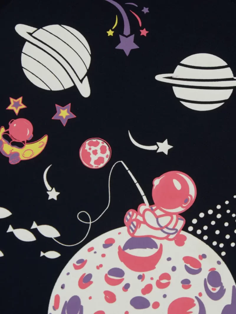 Gini And Jony Girls Navy Blue Graphic Print Cotton Lycra Knits Top Half Sleeves 9-12 Months