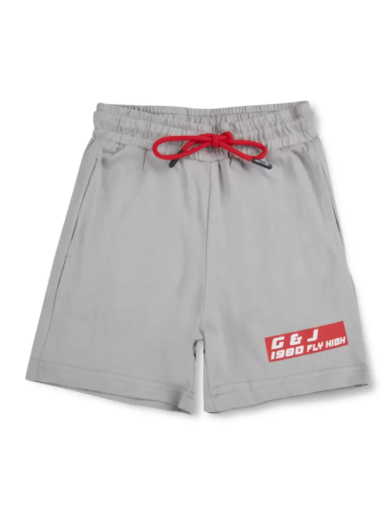 Gini And Jony Boys Grey Solid Cotton Shorts Elasticated