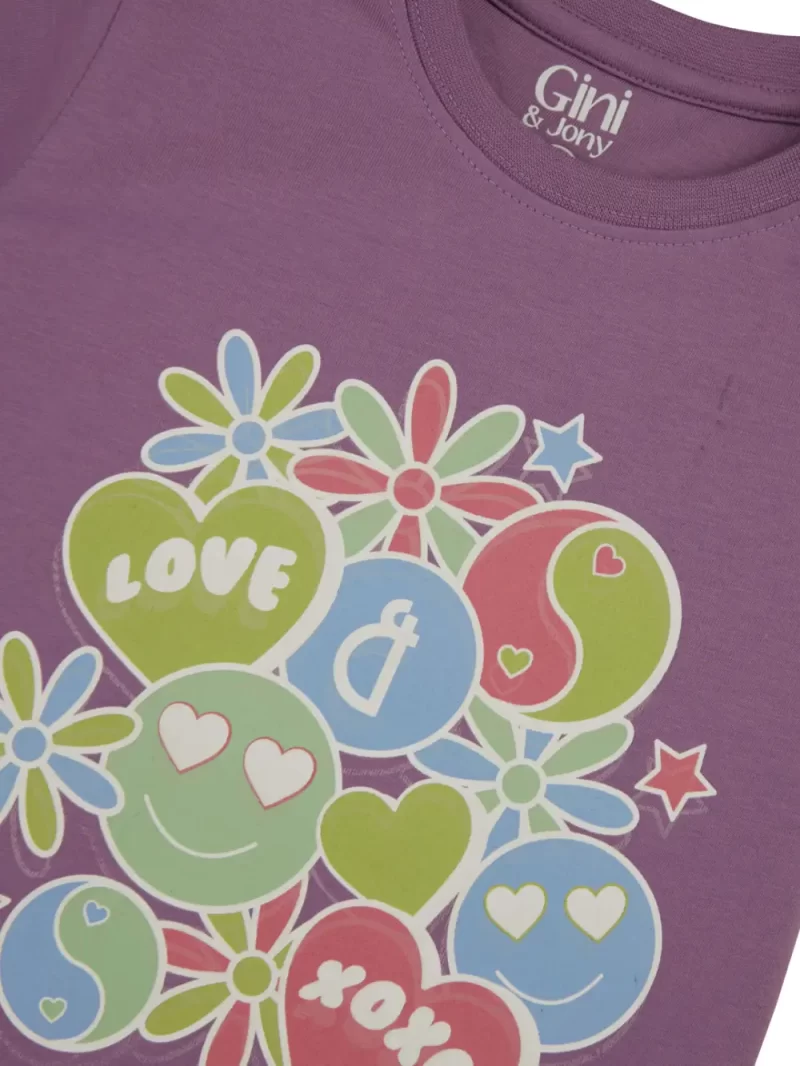 Gini And Jony Girls Cotton Round Neck Half Sleeves Knits Top