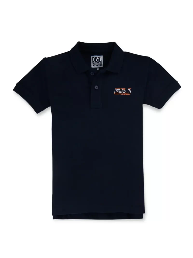 Gini And Jony Boys Navy Blue Solid Cotton Polo T-Shirt Half Sleeves