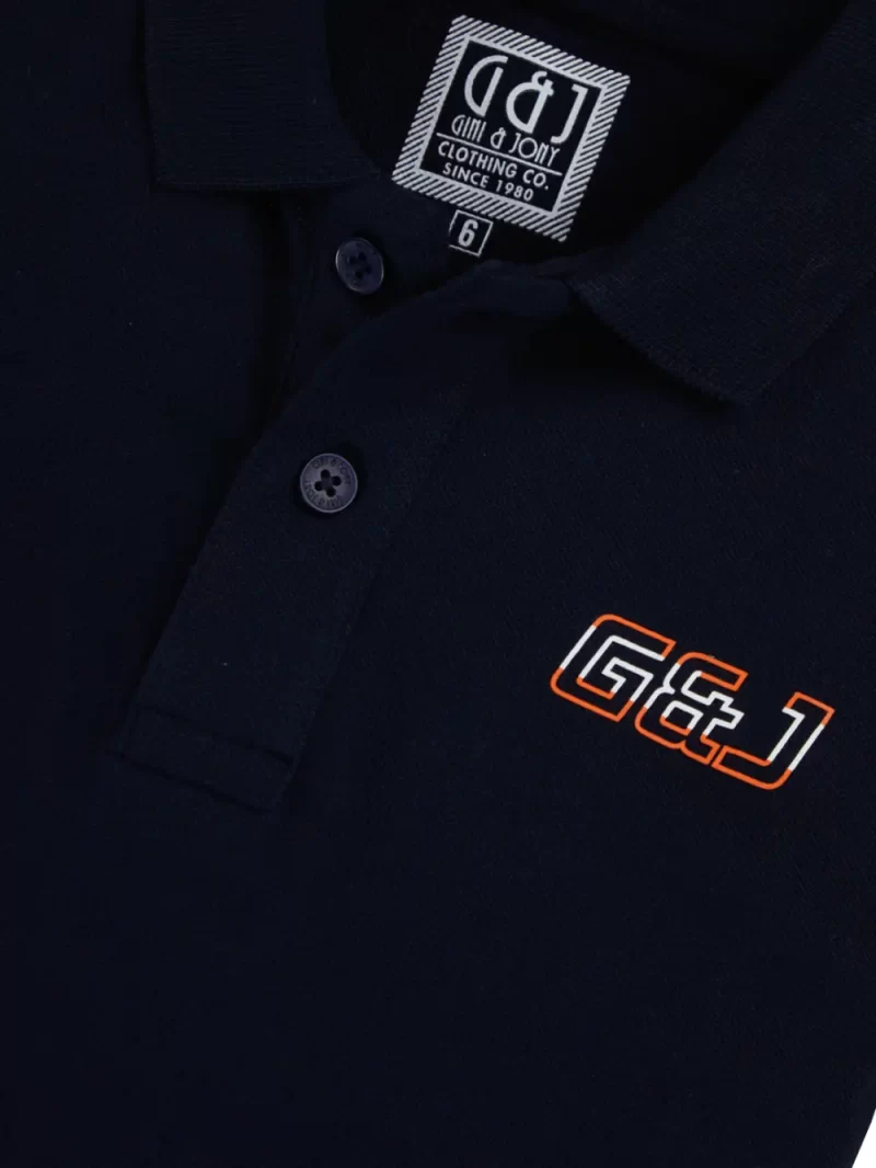 Gini And Jony Boys Navy Blue Solid Cotton Polo T-Shirt Half Sleeves