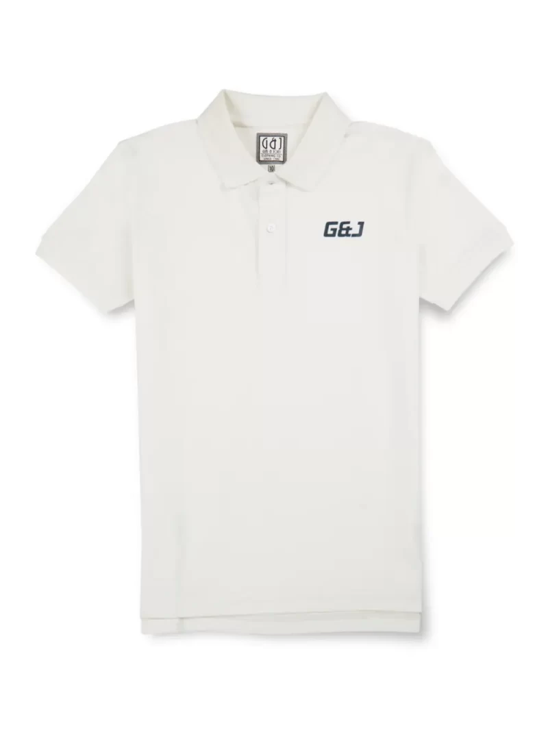 Gini And Jony Boys White Solid Cotton Polo T-Shirt Half Sleeves