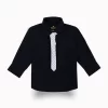 Gini And Jony Boys Navy Blue Solid Cotton Shirt Full Sleeves