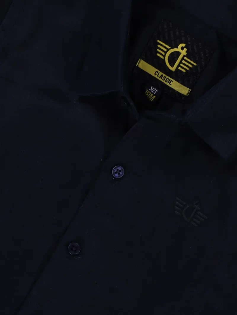 Gini And Jony Boys Navy Blue Solid Cotton Shirt Full Sleeves