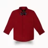 Gini And Jony Boys Red Solid Cotton Shirt Full Sleeves