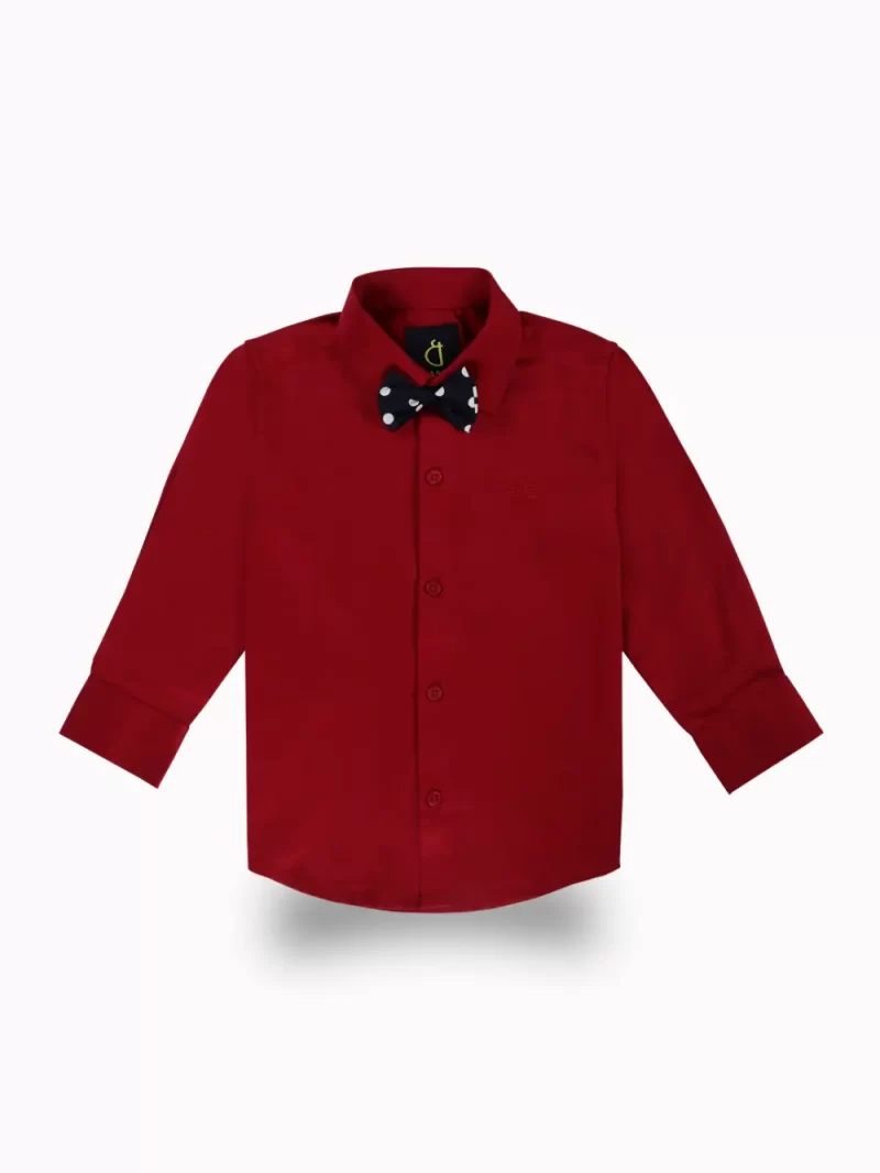 Gini And Jony Boys Red Solid Cotton Shirt Full Sleeves