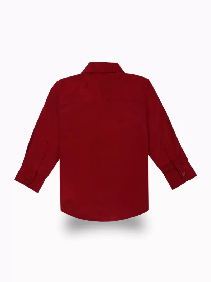 Gini And Jony Boys Red Solid Cotton Shirt Full Sleeves