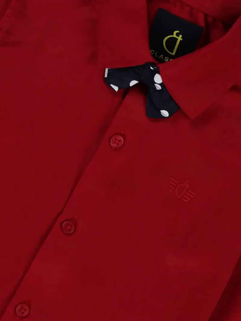 Gini And Jony Boys Red Solid Cotton Shirt Full Sleeves