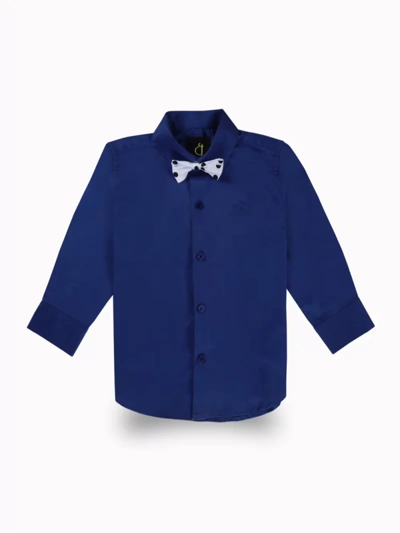 Gini And Jony Boys Blue Solid Cotton Shirt Full Sleeves