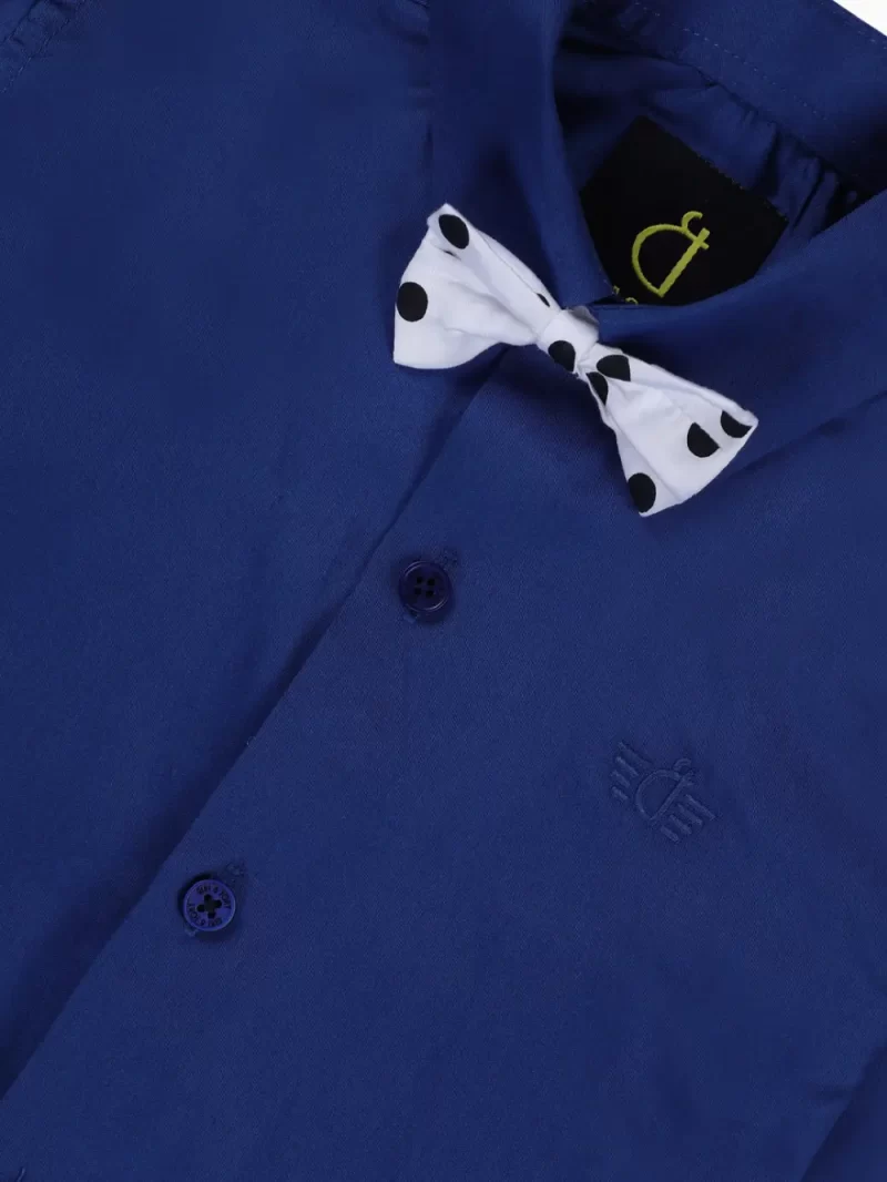 Gini And Jony Boys Blue Solid Cotton Shirt Full Sleeves