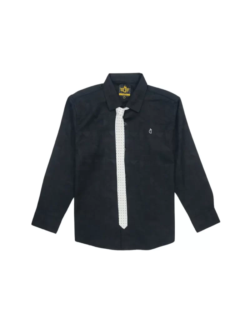 Gini And Jony Boys Black Tropical Print Cotton Shirt Full Sleeves