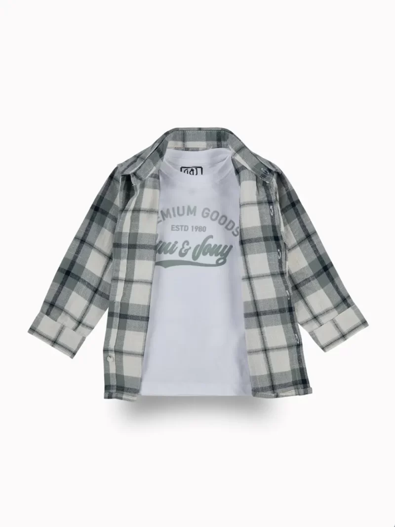 Gini And Jony Boys Green Checks Cotton Shirt Full Sleeves