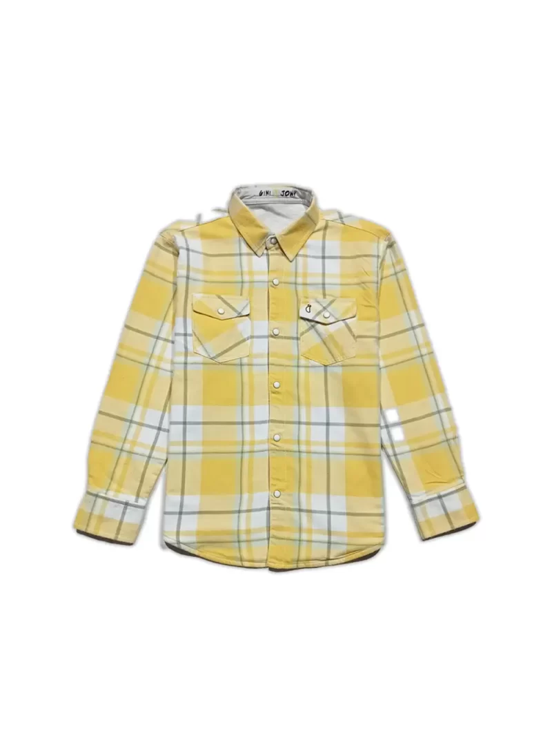 Gini And Jony Boys Yellow Checks Cotton Shirt Full Sleeves