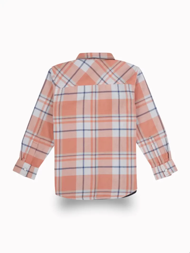 Gini And Jony Boys Peach Checks Cotton Shirt Full Sleeves