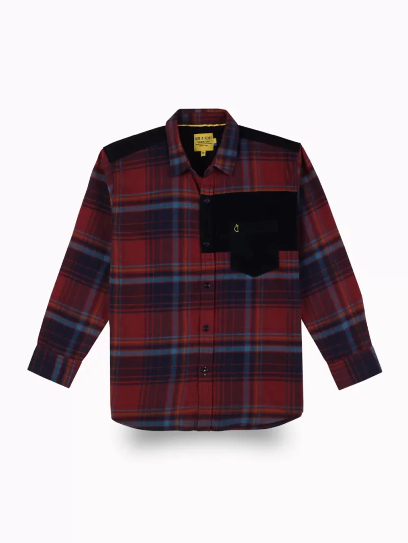Gini And Jony Boys Red Checks Cotton Shirt Full Sleeves