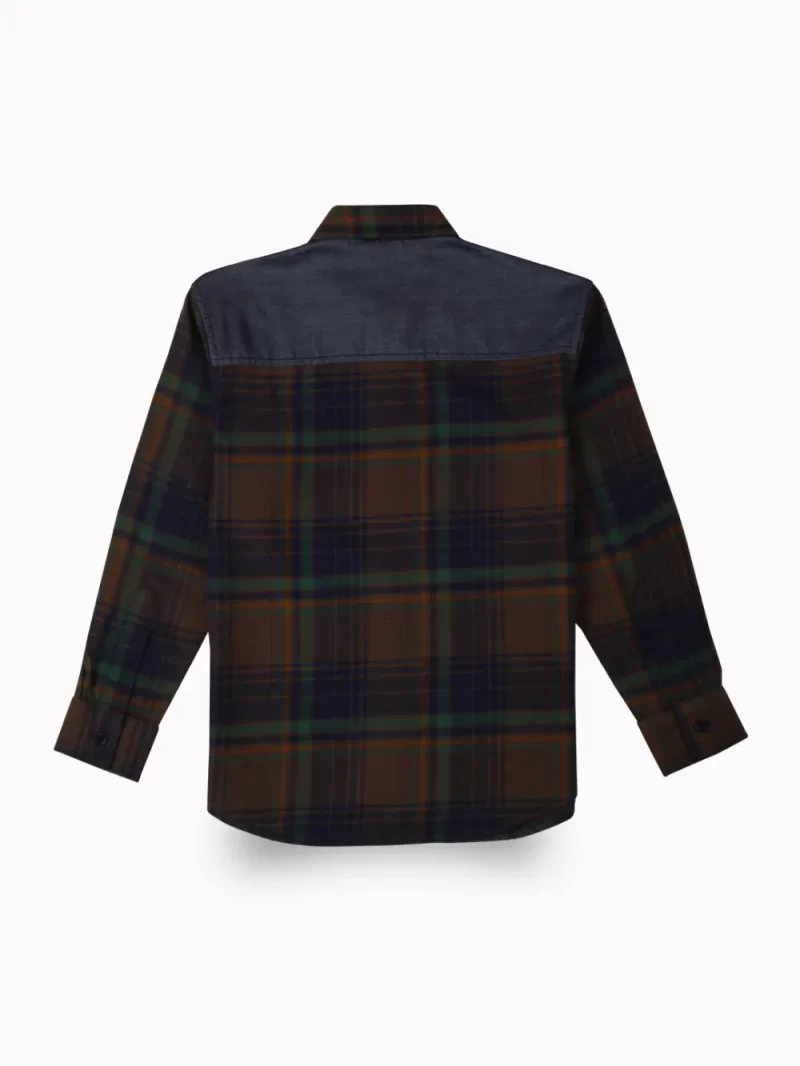 Gini And Jony Boys Brown Checks Cotton Shirt Full Sleeves