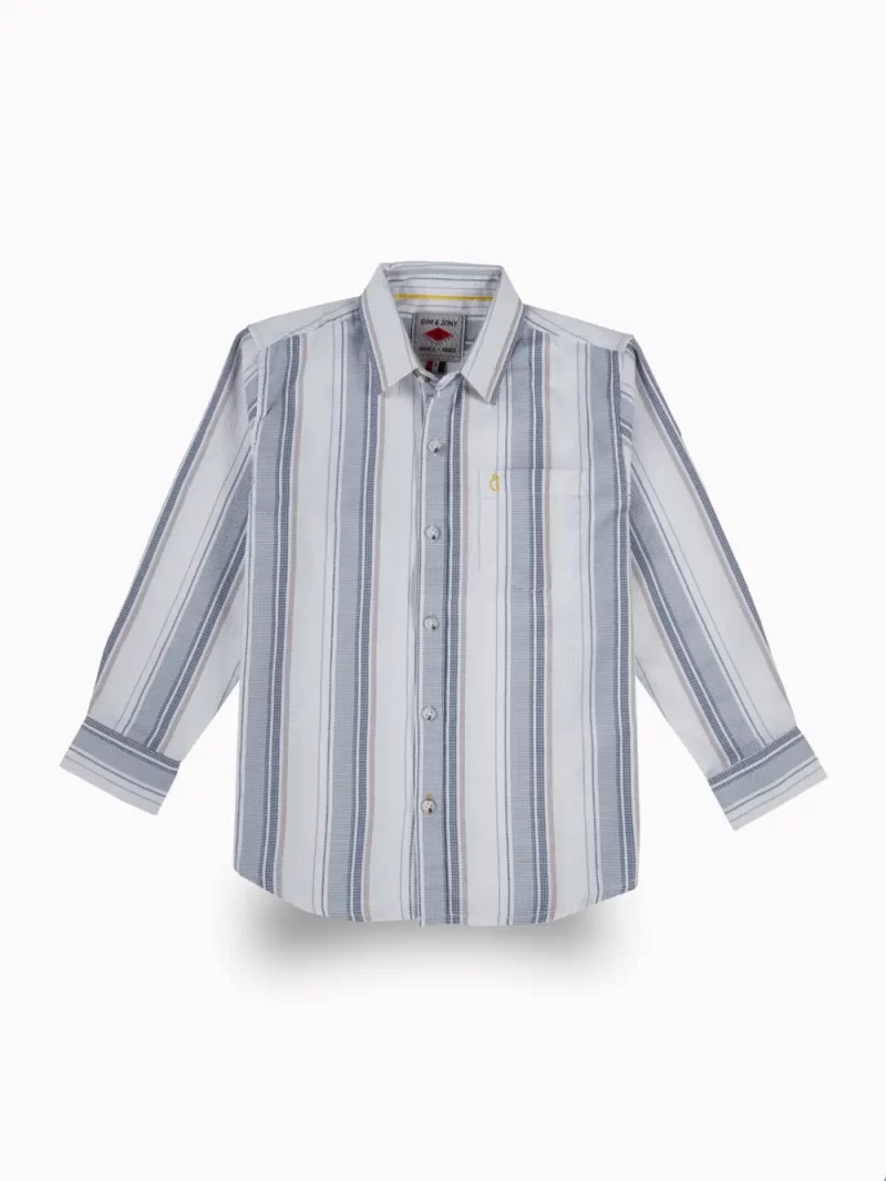 Gini And Jony Boys Blue Stripes Cotton Shirt Full Sleeves