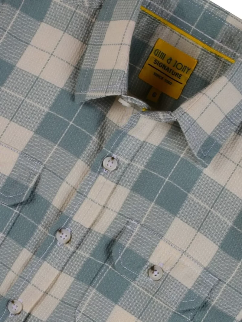 Gini And Jony Boys Green Checks Cotton Shirt Full Sleeves