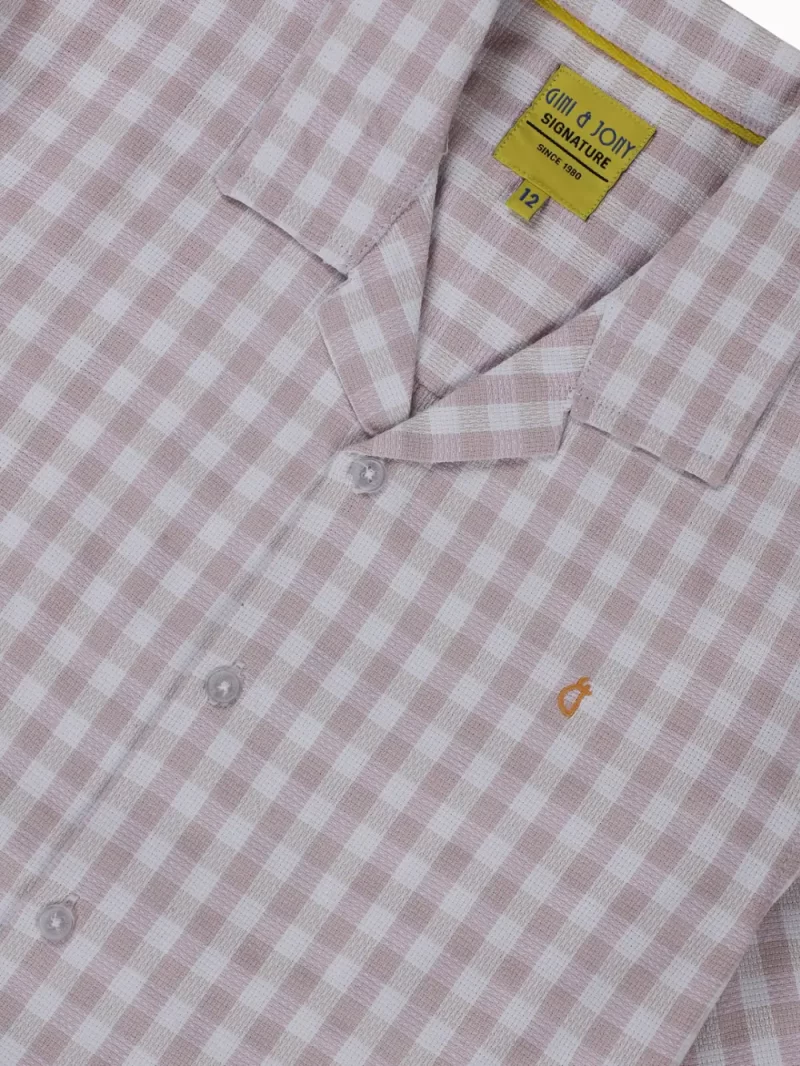 Gini And Jony Boys Pink Checks Cotton Shirt Half Sleeves