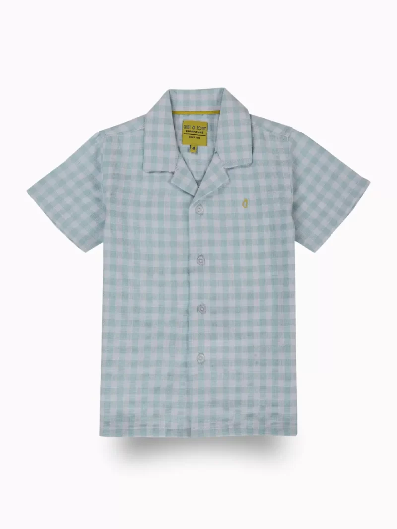 Gini And Jony Boys Blue Checks Cotton Shirt Half Sleeves