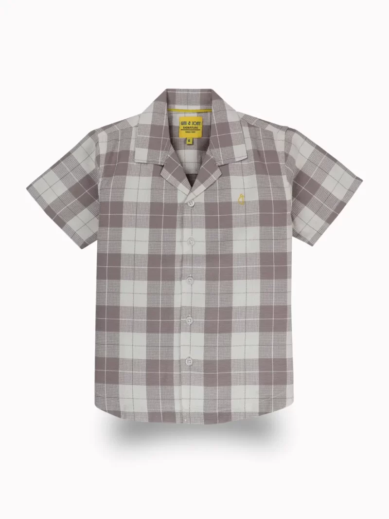 Gini And Jony Boys Mauve Checks Cotton Shirt Half Sleeves