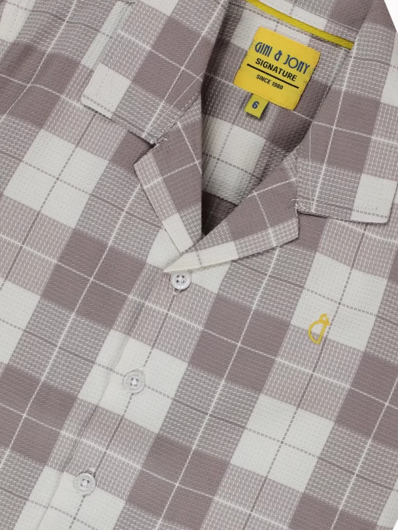 Gini And Jony Boys Mauve Checks Cotton Shirt Half Sleeves