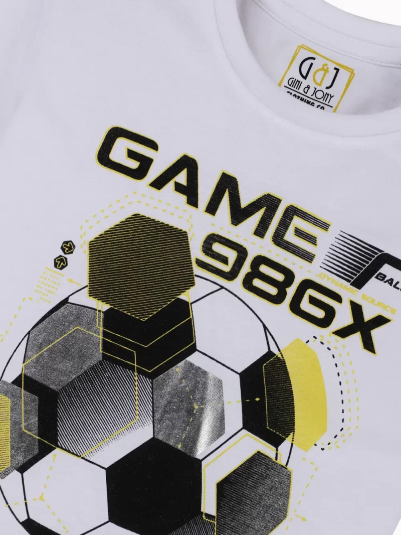 Gini And Jony Boys White Graphic Print Cotton T-Shirt Half Sleeves