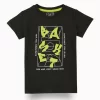 Gini And Jony Boys Olive Graphic Print Cotton T-Shirt Half Sleeves
