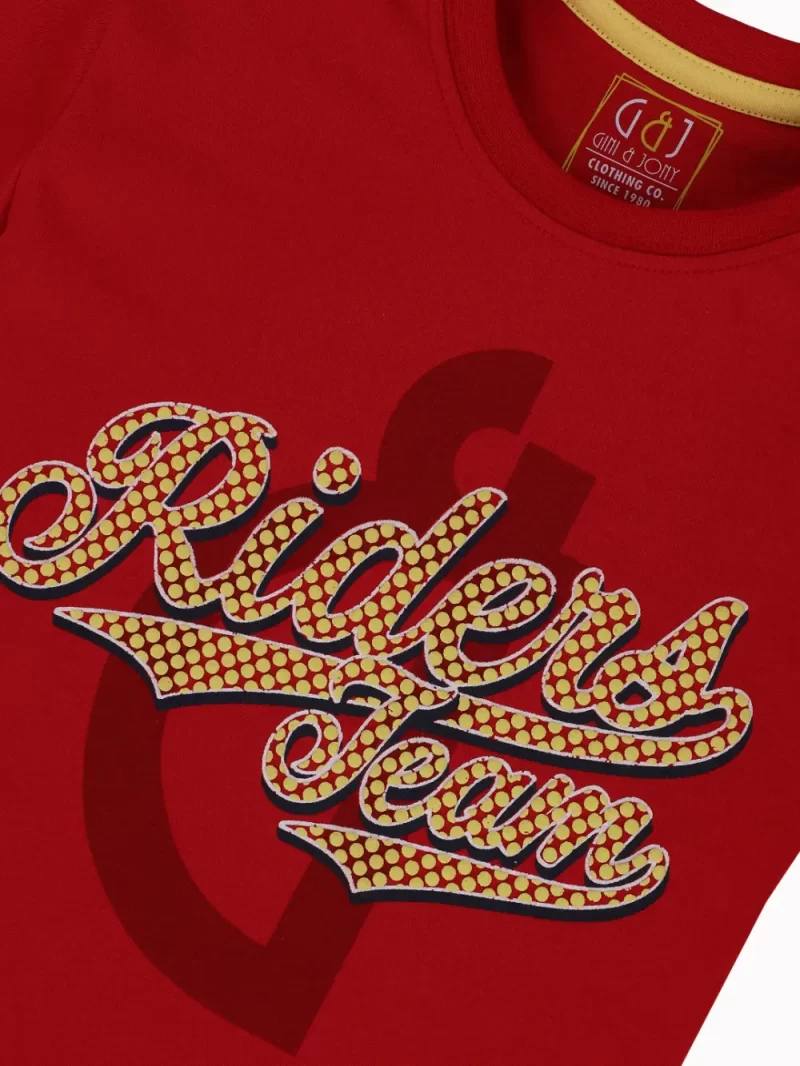Gini And Jony Boys Red Typographic Print Cotton T-Shirt Half Sleeves