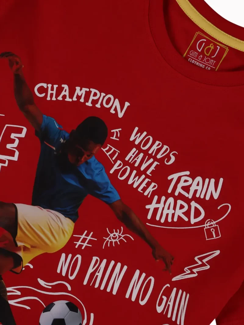 Gini And Jony Boys Red Digital Print Cotton T-Shirt Half Sleeves