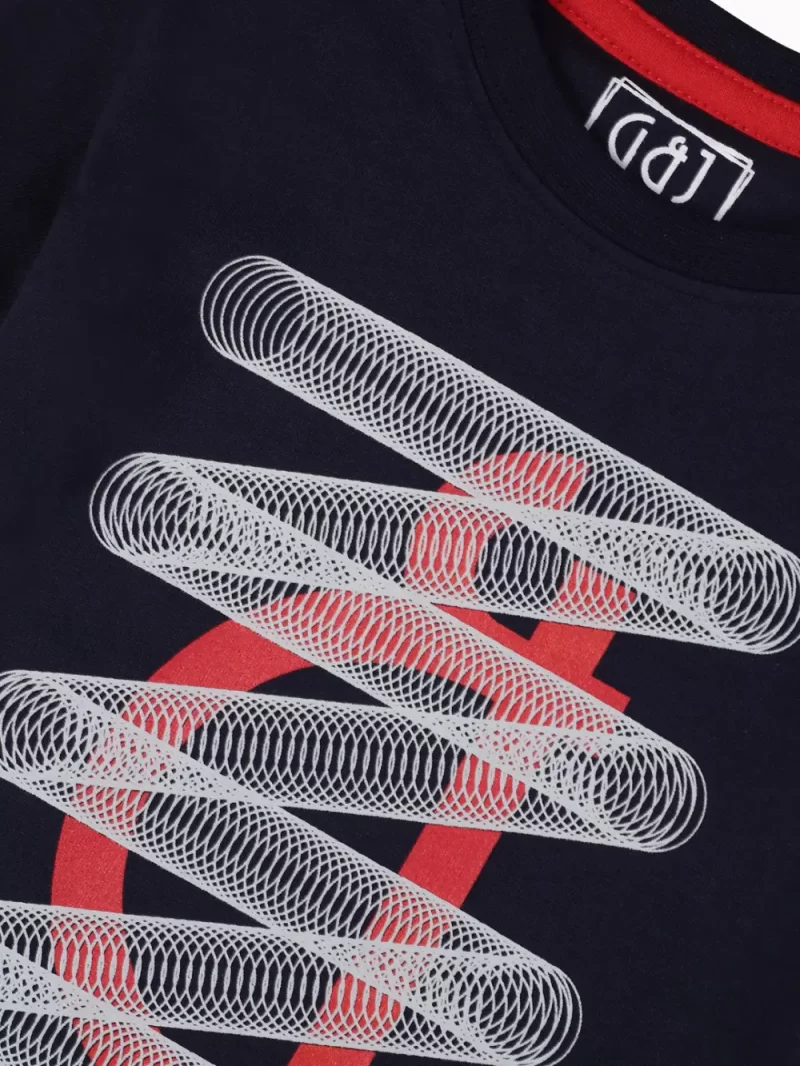 Gini And Jony Boys Navy Blue Graphic Print Cotton T-Shirt Half Sleeves