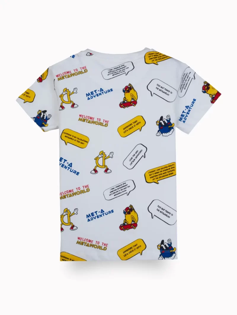 Gini And Jony Boys White Conversational Print Cotton Half Sleeves T-Shirt