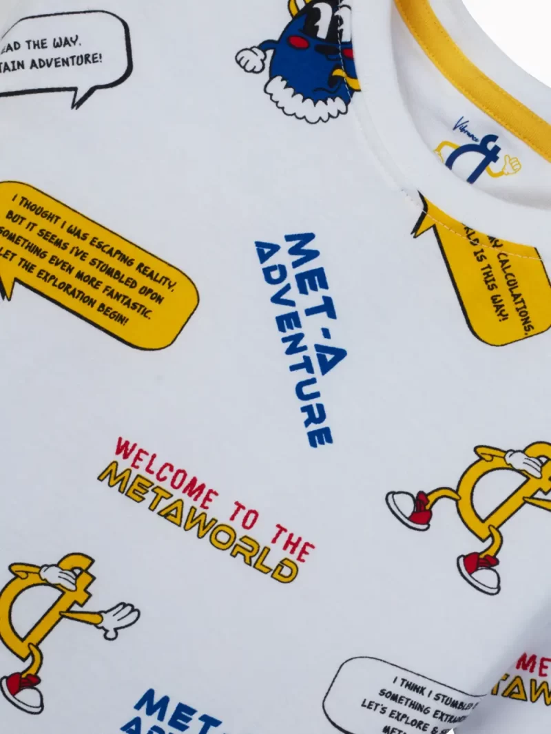 Gini And Jony Boys White Conversational Print Cotton Half Sleeves T-Shirt