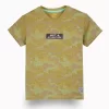 Gini And Jony Boys Olive Camouflage Cotton T-Shirt Half Sleeves
