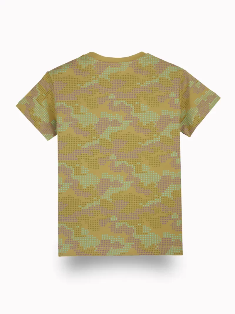 Gini And Jony Boys Olive Camouflage Cotton T-Shirt Half Sleeves