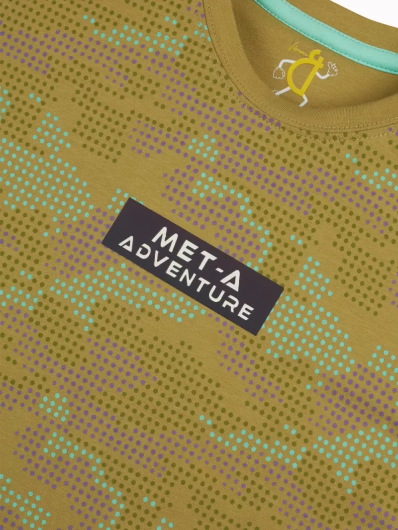 Gini And Jony Boys Olive Camouflage Cotton T-Shirt Half Sleeves