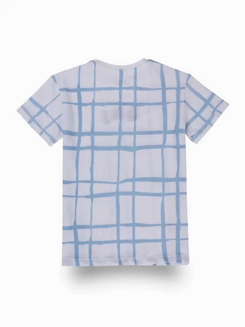 Gini And Jony Boys White Checks Cotton T-Shirt Half Sleeves