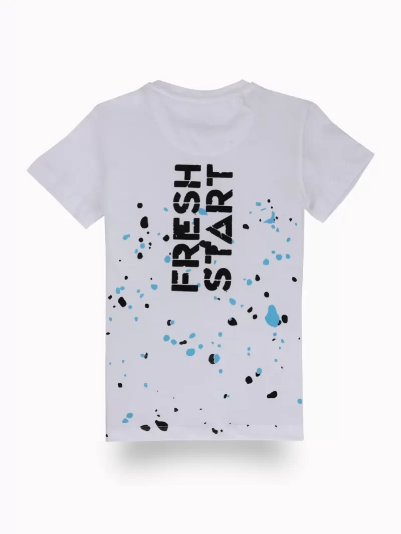 Gini And Jony Boys White Graphic Print Cotton T-Shirt Half Sleeves