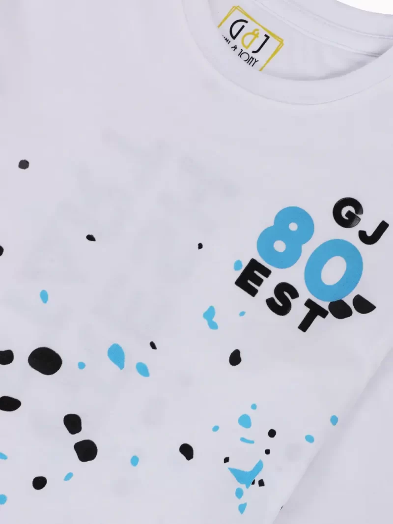 Gini And Jony Boys White Splatter Print Cotton T-Shirt Full Sleeves