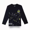 Gini And Jony Boys Navy Blue Splatter Print Cotton T-Shirt Full Sleeves