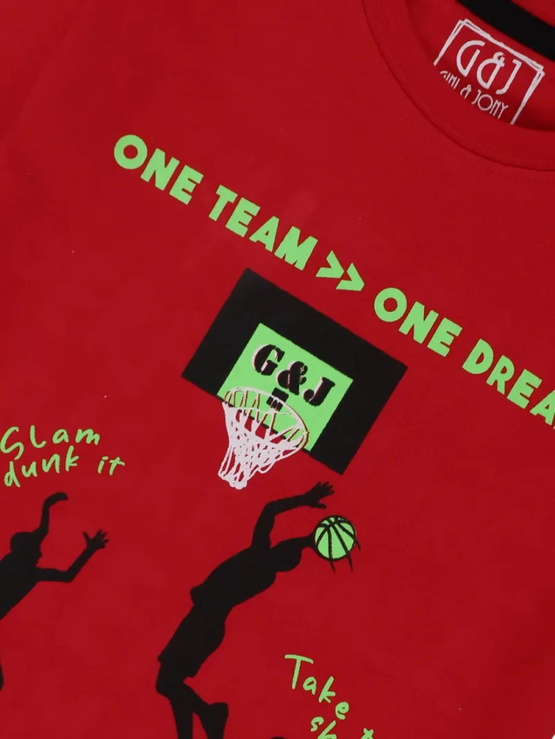 Gini And Jony Boys Red Graphic Print Cotton T-Shirt Half Sleeves