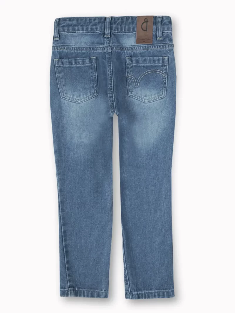 Gini And Jony Boys Blue Washed Denim Jeans Fixed Waist