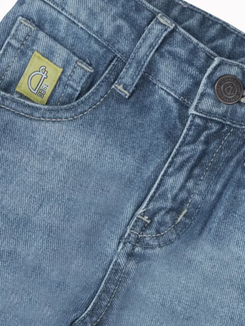 Gini And Jony Boys Blue Washed Denim Jeans Fixed Waist