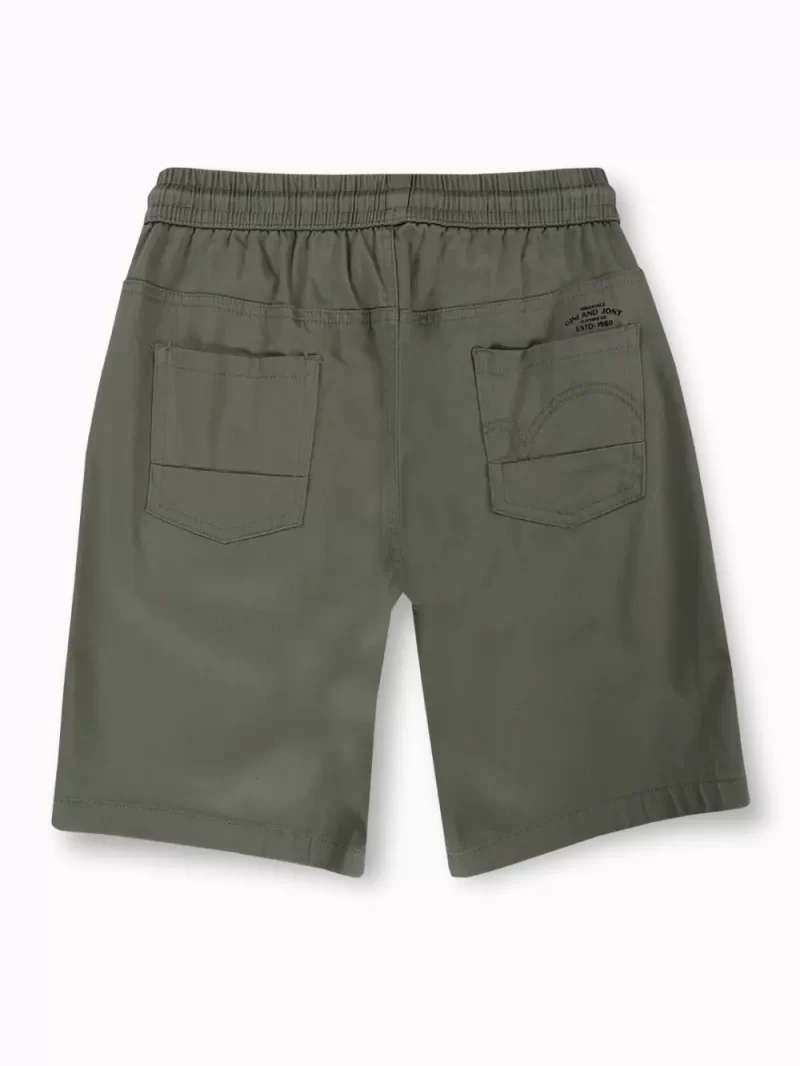 Gini And Jony Boys Olive Solid Cotton Bermuda Elasticated